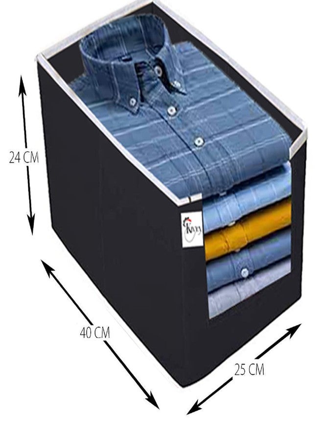 KIVYA Shirt Stacker Closet Organizer Storage boxes Shirts and Clothing Organizer for wardrobe, Non woven, Black - Set of 4 - Image 3